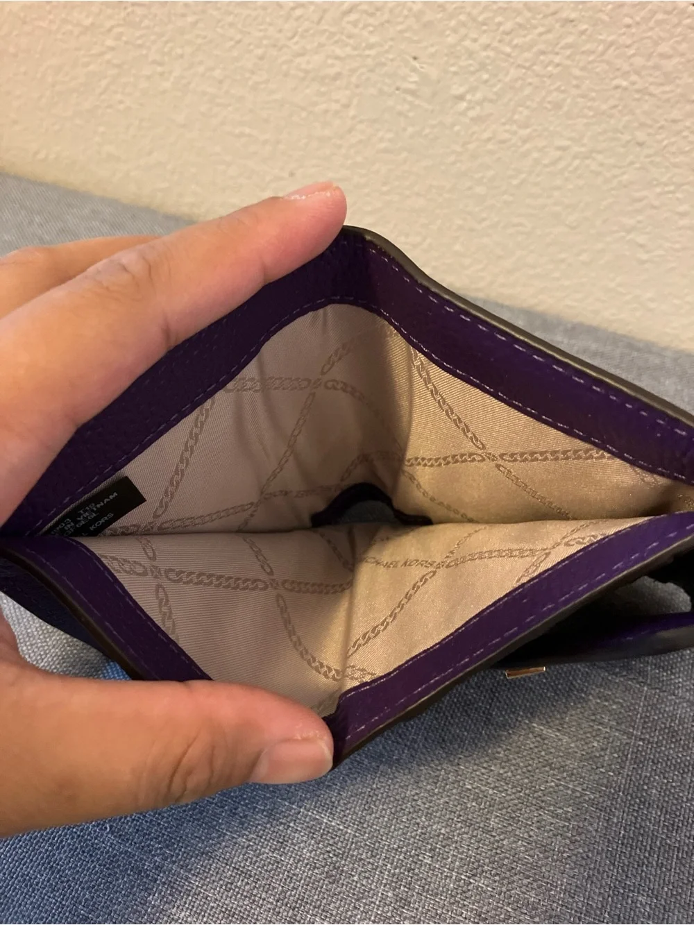 Michael Kors Deep Purple Pebbled Leather Envelope Wallet